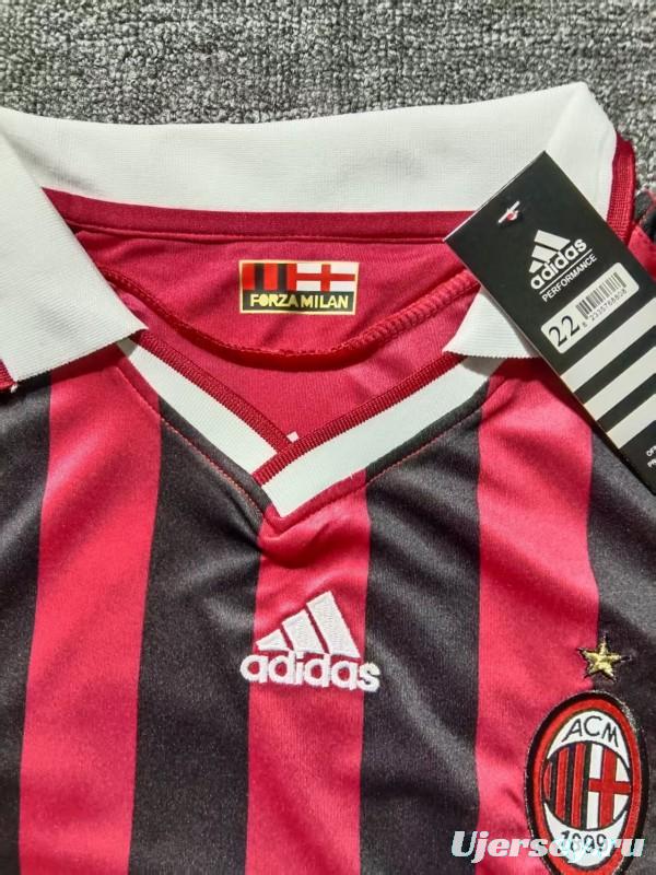 Retro 09/10 Kids AC Milan Home Long Sleeve Jersey