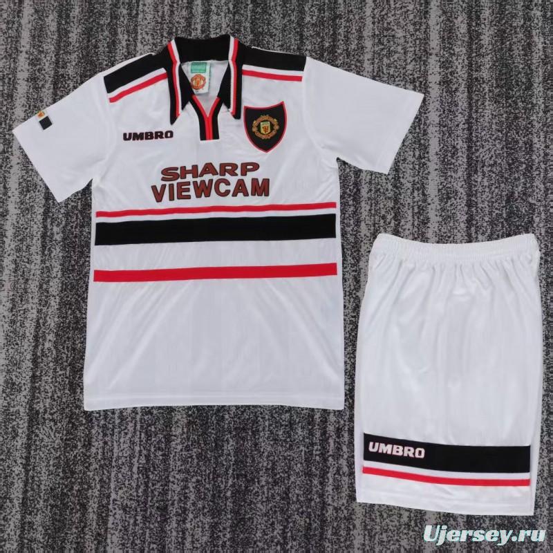 Retro Kids 98/99 Manchester United White Away Jersey