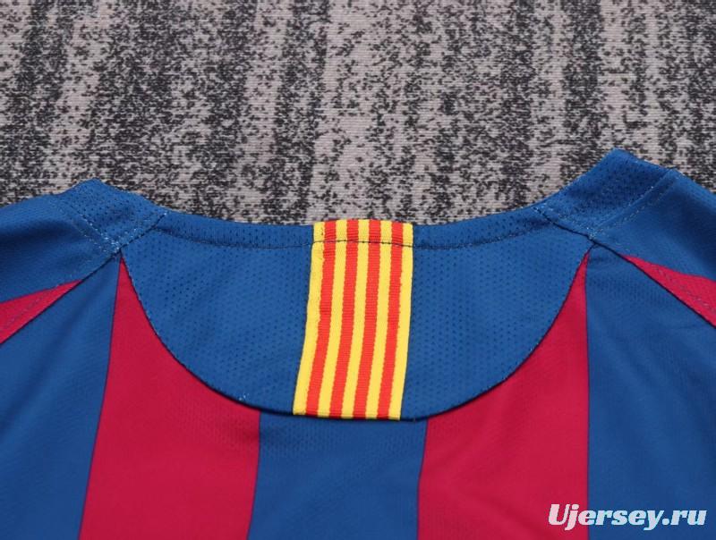 Retro Kids 05/06 Barcelona Home League Version Long Sleeve Jersey