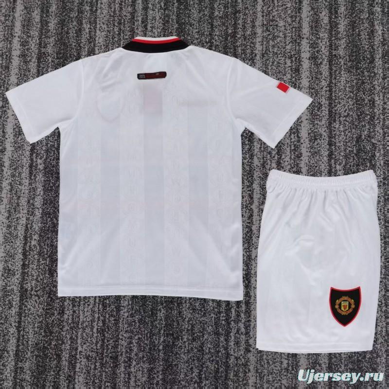 Retro Kids 98/99 Manchester United White Away Jersey