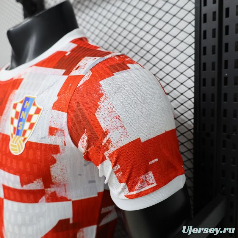Player Version 2026 Croatia Home Red White with Checkerboard Pattern Jersey