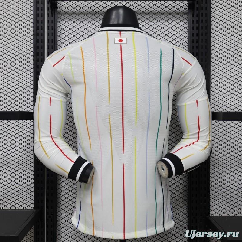 Player Version 2026 Japan Special Edition White with Rainbow  Pinstripe Long Sleeve Jersey