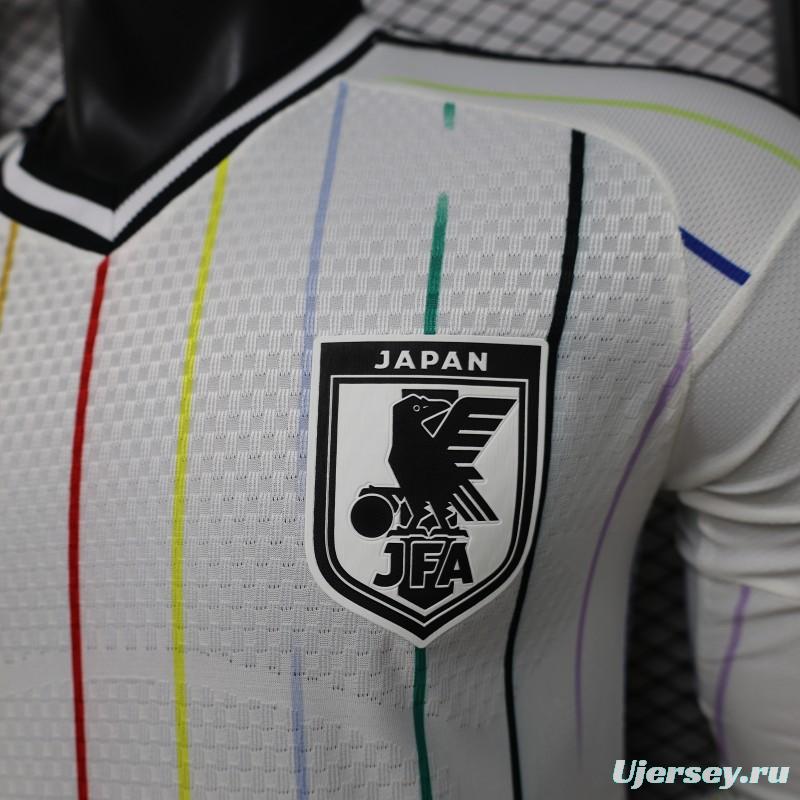 Player Version 2026 Japan Special Edition White with Rainbow  Pinstripe Long Sleeve Jersey