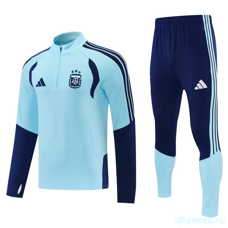 26/27 Argentina Sky Blue & Navy Blue Half Zipper Jacket Tracksuit + Long Pants