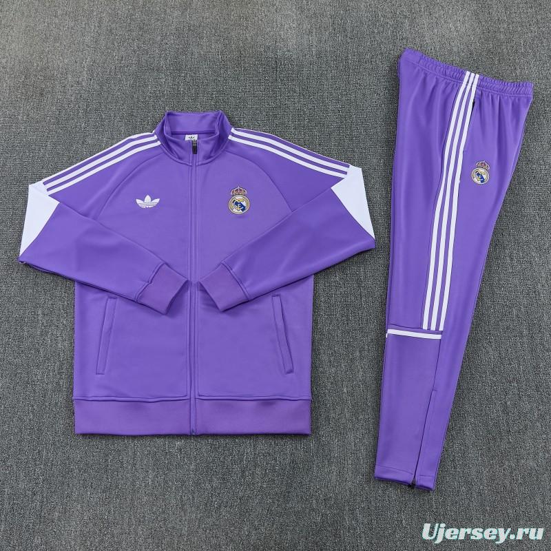 26/27 Real Madrid  Purple Full Zipper Jacket Tracksuit + Long Pants