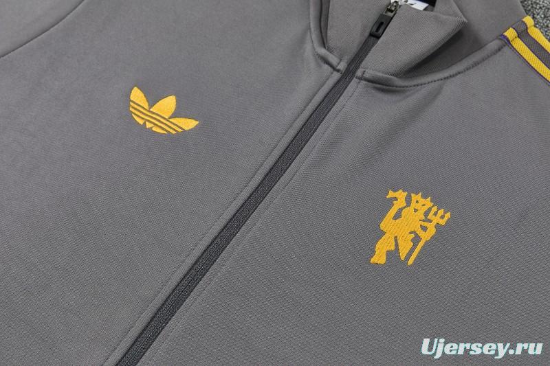 26/27 Manchester United Dark Gray Full Zipper Jacket+Long Pants