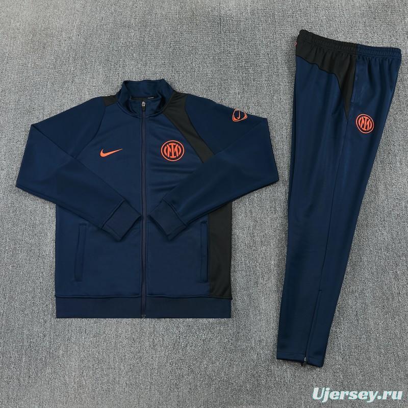 26/27 Inter Milan Navy Blue & Black Full Zipper Jacket Tracksuit + Long Pants