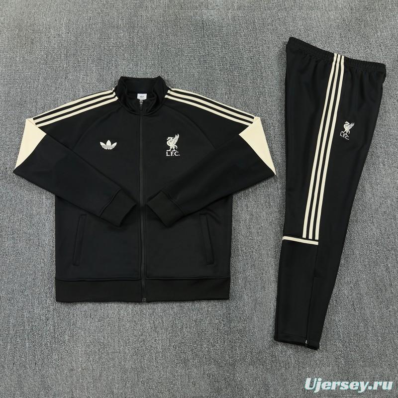 26/27 Liverpool Black & Cream Full Zipper Jacket Tracksuit + Long Pants