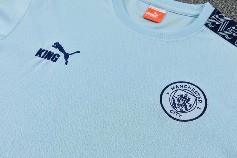26/27 Manchester City Sky Blue Short Sleeve Tracksuit  + Long Pants (Puma King / Home)
