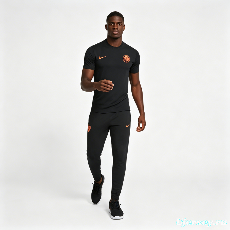 26/27 Inter Milan Black Short  Sleeve Tracksuit + Long Pants