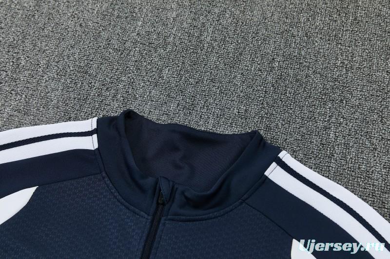 26/27 Real Madrid  Navy Blue  Half Zipper Jacket Tracksuit + Long Pants
