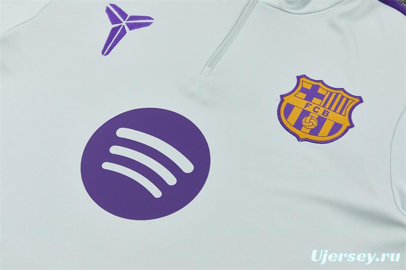 Player Version 26/27  Barcelona Light GreyHalf Zipper Jacket+Long Pants
