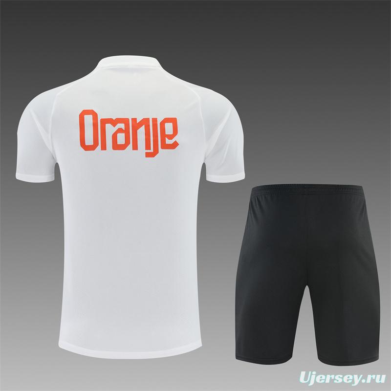 26/27  Netherlands Home White Short Sleeve + Soccer Shorts