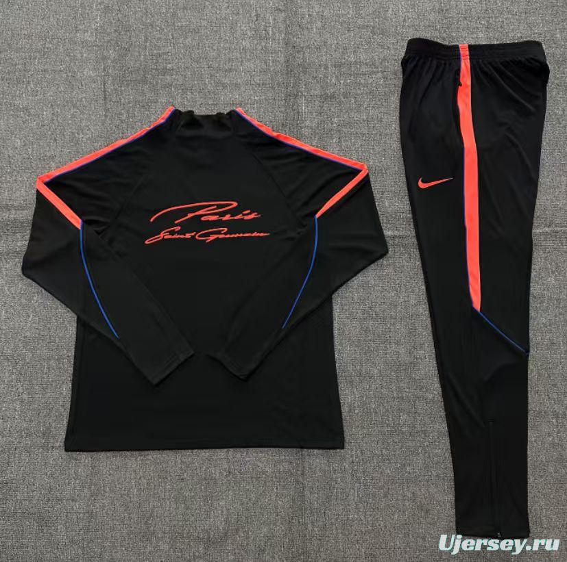 Player Version 26/27 Kids Paris Black Half Zipper Jacket+Long Pants