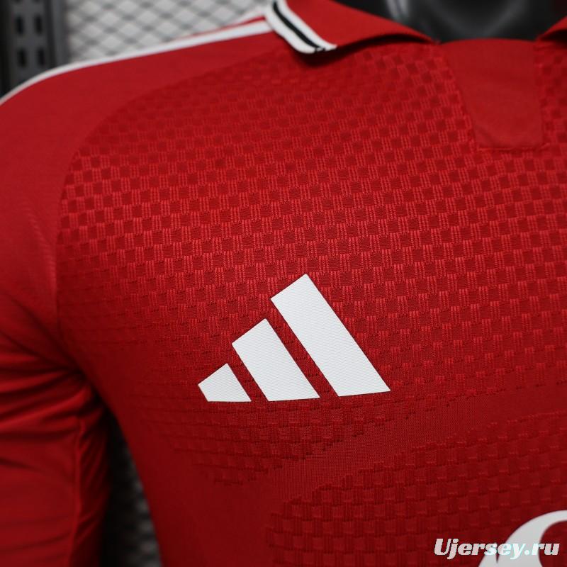 Player Version 26/27 Manchester United Red Polo Collar  Long Sleeve Jersey