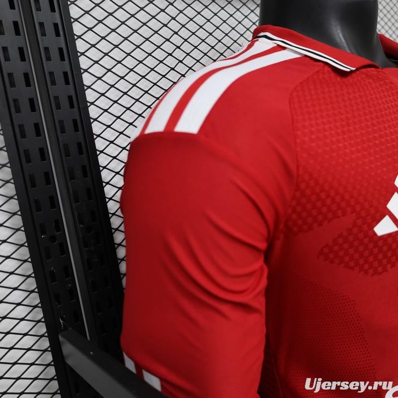 Player Version 26/27 Manchester United Red Polo Collar  Long Sleeve Jersey