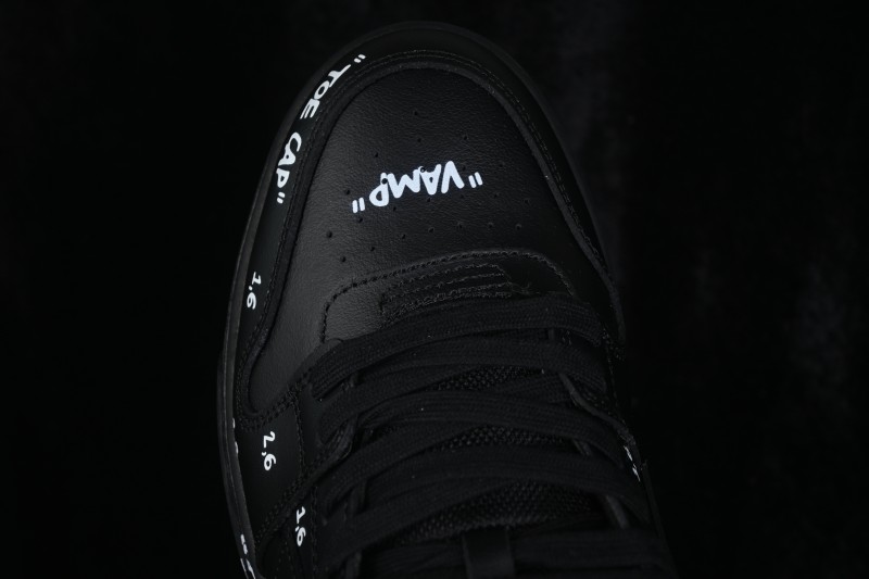 Off-White Out of Office Low-Top Skate Shoes in Black and White with Lettering - AJD4