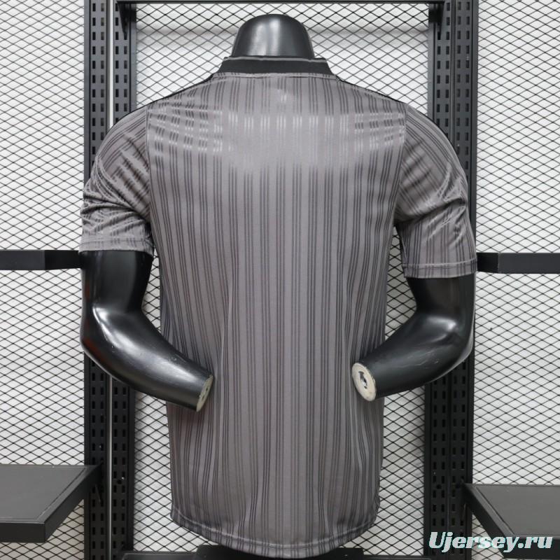 Player Version 2026  Adidas Originals Retro Style Charcoal Grey Stripe Football Jersey