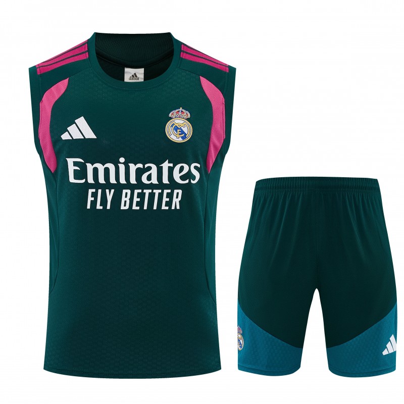 26/27 Real Madrid Dark Green Sleeveless Training Vest +Shorts Set