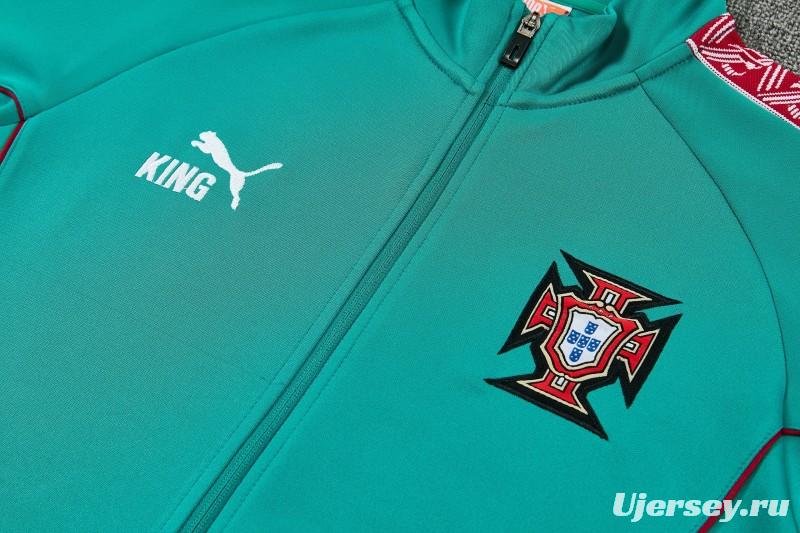 26/27 Portugal Green Full Zipper Jacket Tracksuit + Long Pants