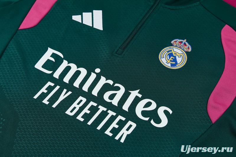 26/27 Real Madrid Dark Green Half Zipper Jacket Tracksuit + Long Pants
