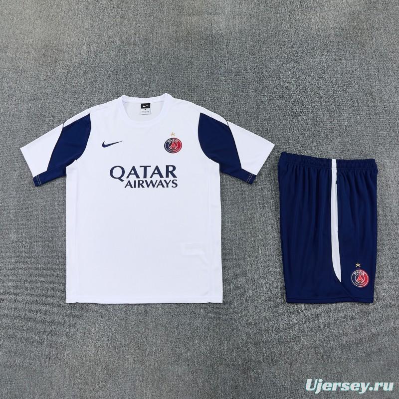 26/27 Paris Saint-Germain White Short Sleeve+Soccer Shorts