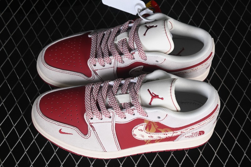 Nike Air Jordan 1 Low Retro Basketball Shoes Year of the Horse Limited Edition Red and White Contrast High-End Custom - JP2026-128
