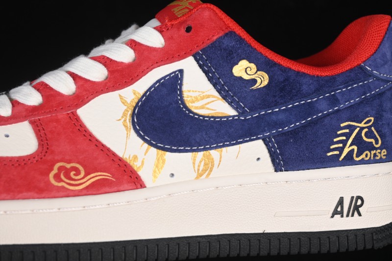 Nike Air Force 1 '07 Low Lunar New Year Edition Red White Blue Panel Casual Sneakers - XD0028-019