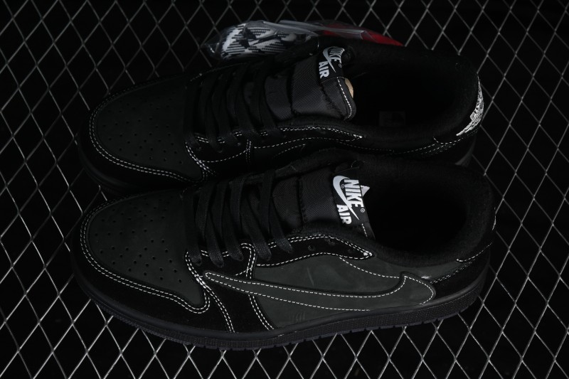 Nike Travis Scott x Air Jordan 1 Low OG Sneakers with Reverse Swoosh Design - DM7866-001