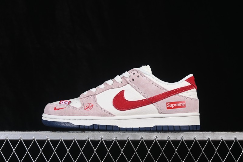 Nike SB Dunk Low Collaboration White Red Pink Premium Custom Skateboarding Shoes - XZ5899-112