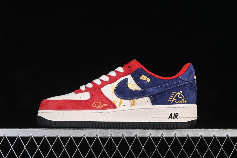 Nike Air Force 1 '07 Low Lunar New Year Edition Red White Blue Panel Casual Sneakers - XD0028-019
