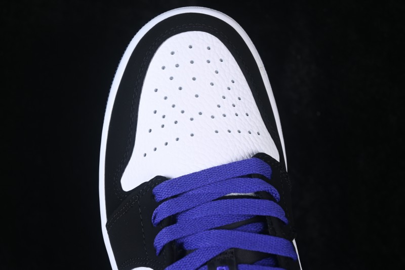 Nike Air Jordan 1 Low Retro Basketball Lifestyle Shoes with Crystal White-Black Colorway - 553558-108