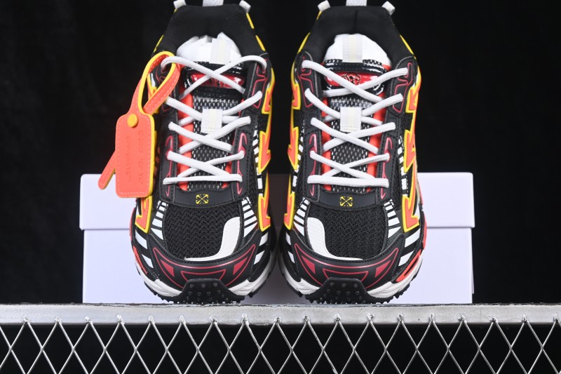 Off-White c/o Virgil Abloh Retro Running Shoes Black Silver Red - AJF6