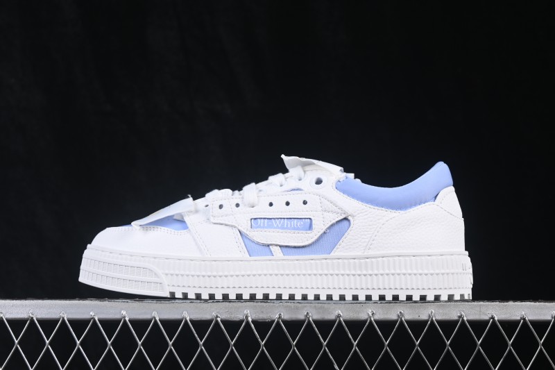 Off-White 3.0 Court Round-Toe Lace-Up Low-Top Casual Skate Shoes White Blue - AJD4