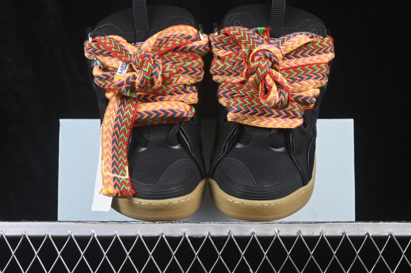 Lanvin Two-Tone Lace-Up Low-Top Casual Lifestyle Sneakers with Gum Sole - AJE5