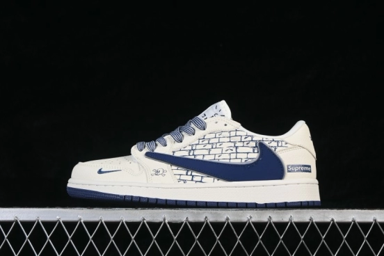 Nike Air Jordan 1 Low Retro Basketball Shoes with Midnight Blue Accents - LD2028-067