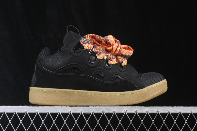 Lanvin Two-Tone Lace-Up Low-Top Casual Lifestyle Sneakers with Gum Sole - AJE5