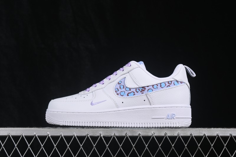 Nike Air Force 1 '07 Low Ice Blue Leopard Shadow Hand-Painted Sneakers - FB8971-008