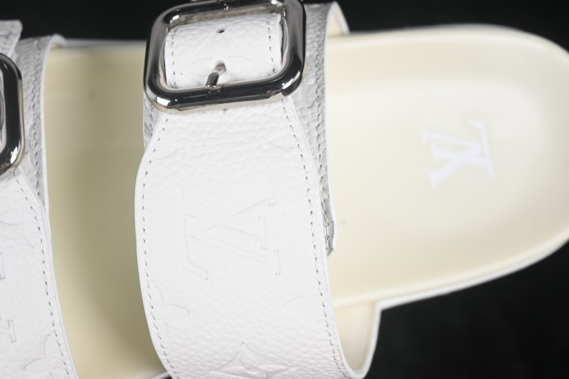 Louis Vuitton Venice Comfort Calfskin Suede Round-Toe Slide Sandals - T.E5