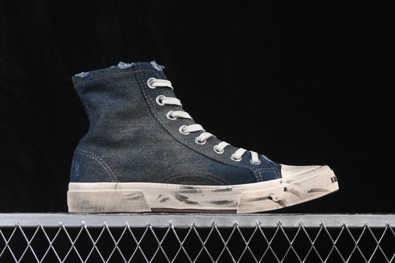 Balenciaga Paris Low Distressed High-Top Lace-Up Fashion Sneakers - W3RCL4090