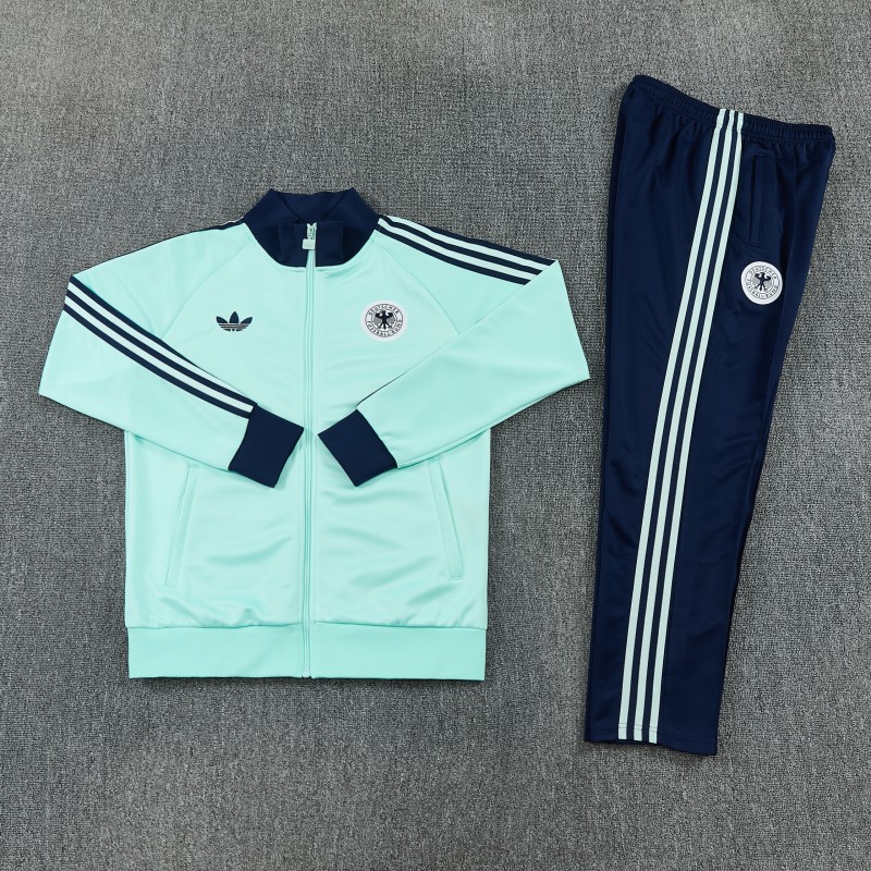 26/27 Germany  Light Green Full Zipper Jacket Tracksuit + Long Pants