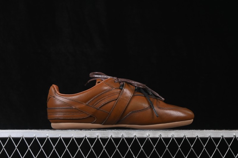 MiuMiu Gymnasium FW25 Calf Leather Buckle Lace-Up Low-Top Casual Shoes - Brown