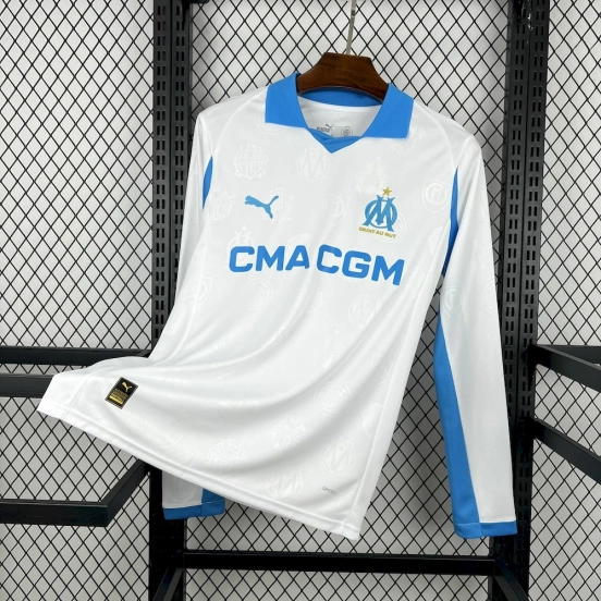 2025/26 Mens Olympique Marseille Home Long Sleeve Jersey