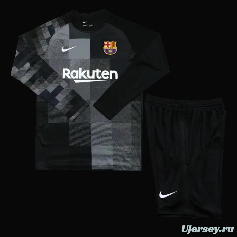 21/22 Barcelona Long Sleeve Black Goalkeeper Jesrey+Shorts