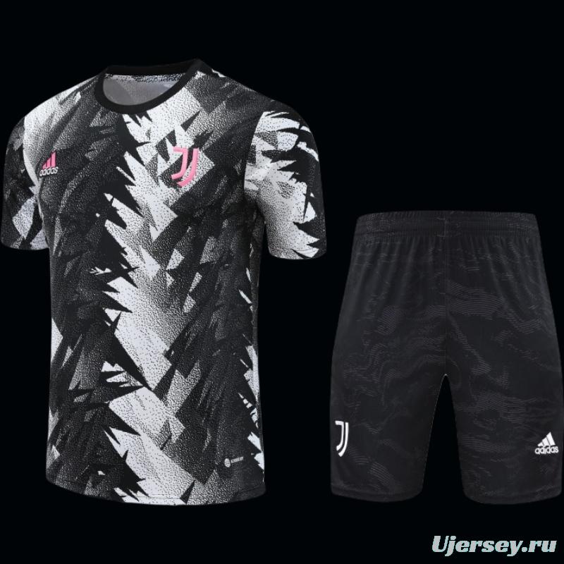 23-24 Juventus Black White Short Sleeve+Shorts