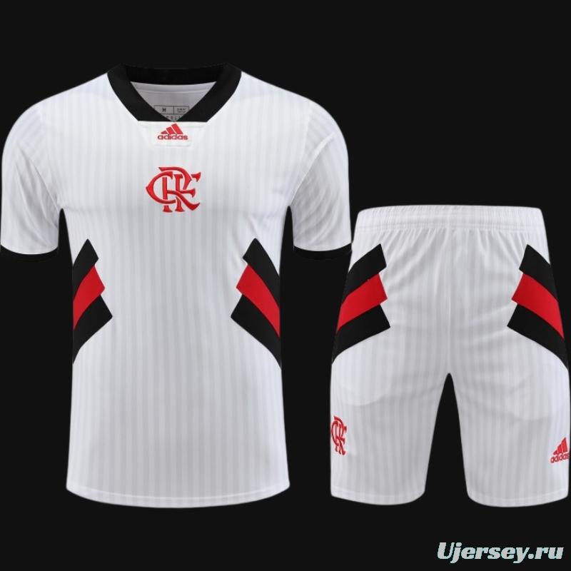 23-24 Flamengo White Remake Icon White Short Sleeve Jersey+Shorts