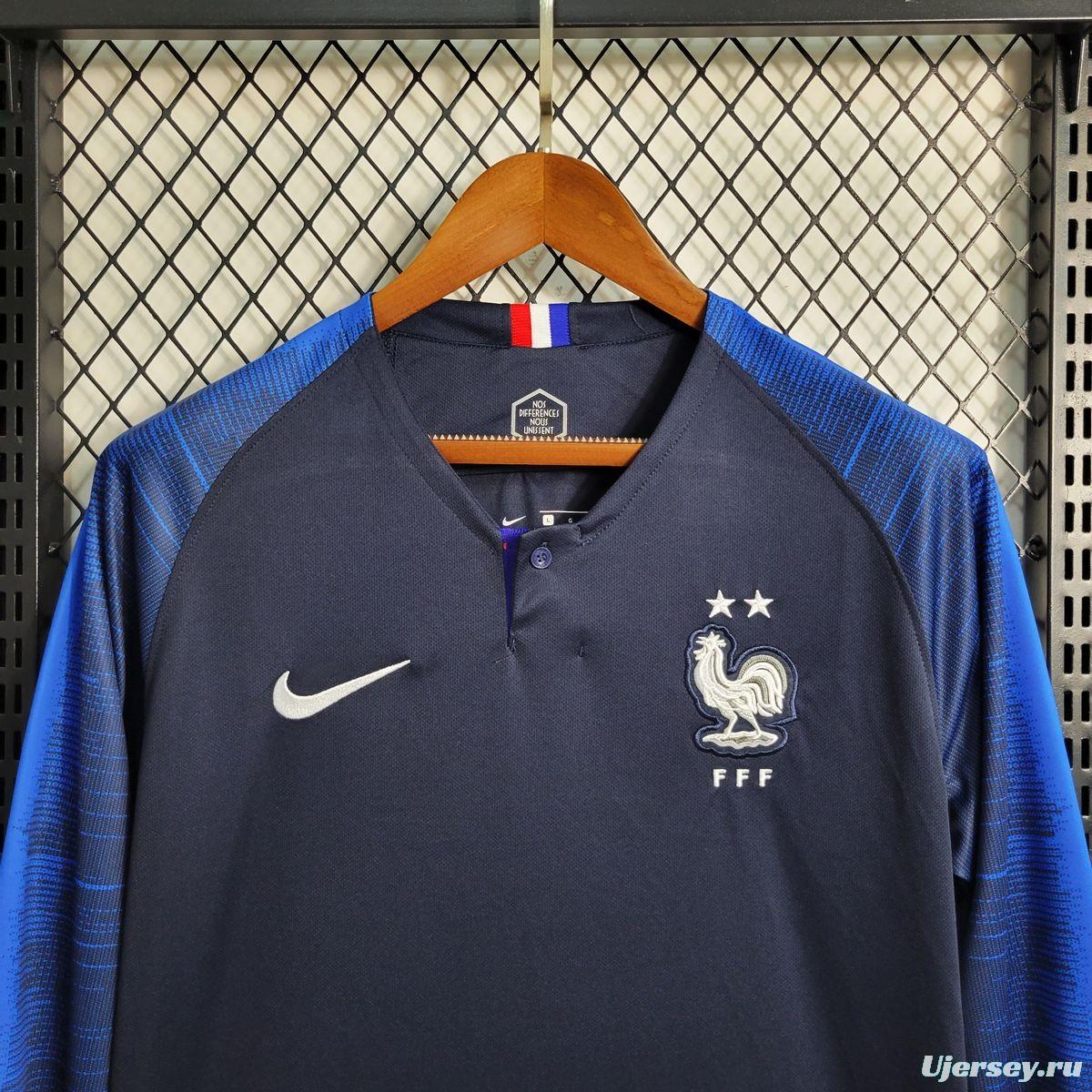 Retro 2018 France Home Long Sleeve Jersey