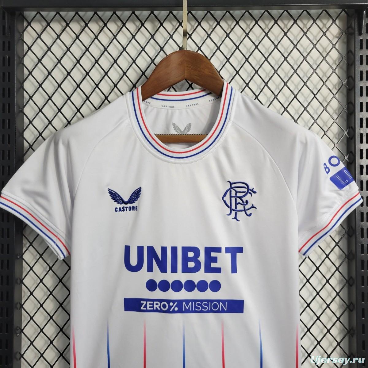 23/24 Kids Glasgow Rangers Away White Jersey