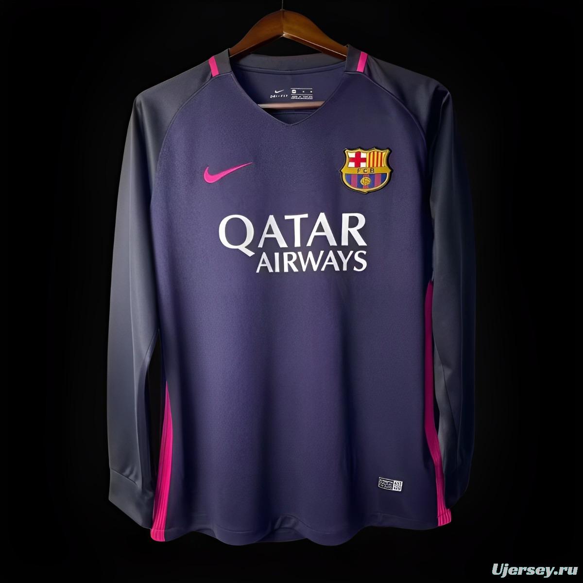 Retro 16-17 Barcelona Away Purple Long Sleeve Jersey