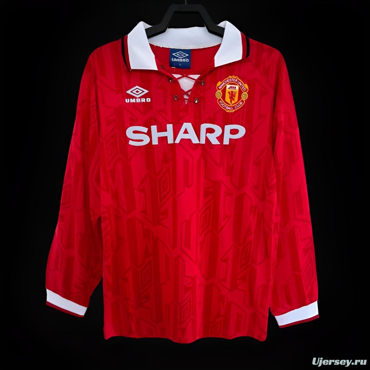 Retro 93/94 Manchester United Home Long Sleeve Jersey